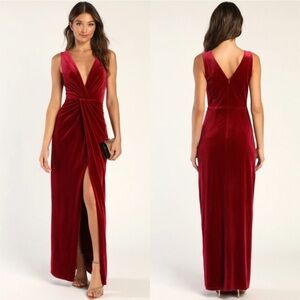 Lulu's Berry Velvet Maxi Dress